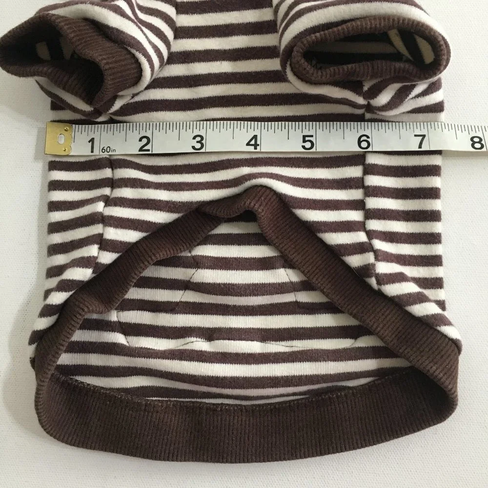 Bear Striped Hoodie Dog Clothes Brown Size Medium